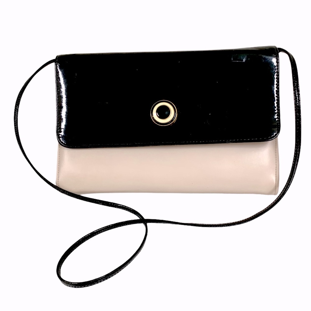 CLASSY Y2K Purse Two Tone Black Beige Shoulder Bag or Clutch 11x7x2
